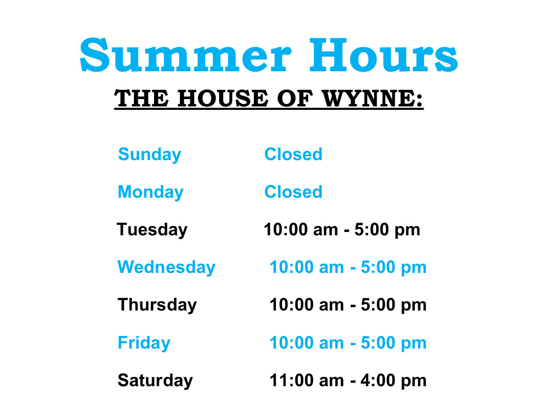 THOW Summer Hours Sign The House of Wynne
